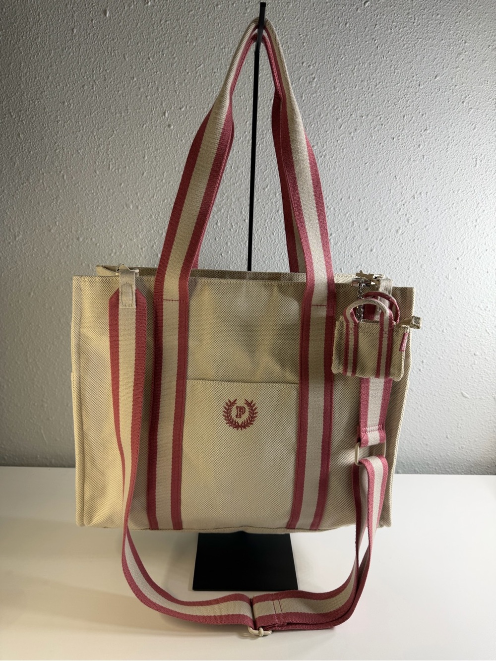 PINK Victoria's Secret Cream Canvas Tote & Mini Tote